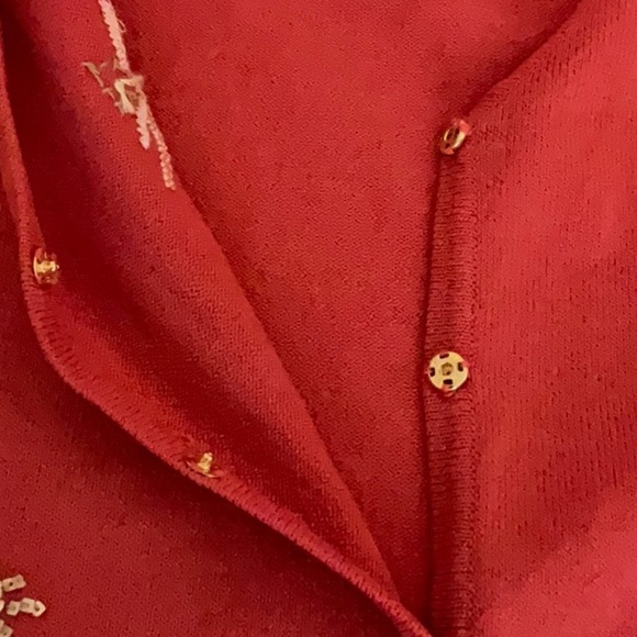 Roberta Scarpa Knit Lab Embroidered Cardigan Sweater Size 14 Orange - Picture 12 of 15